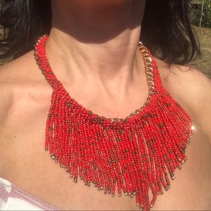 🚨 2019 Mega Fringe Coral Gold Choker Necklace 🚨